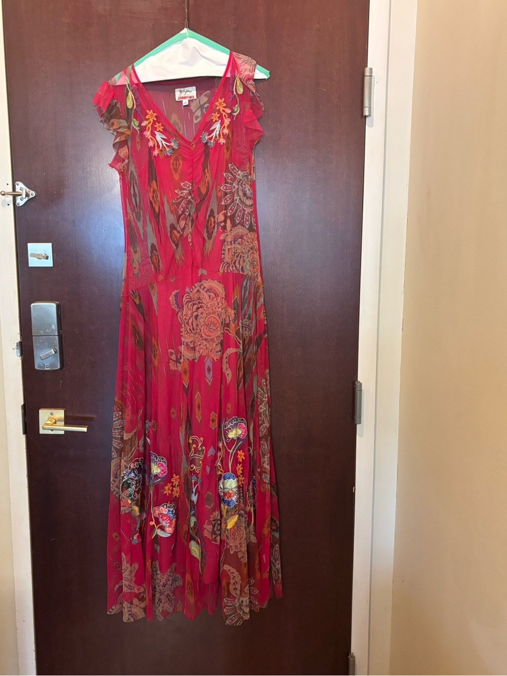 Johnny Was Hot Pink Floral & Paisley Maxi Dress
